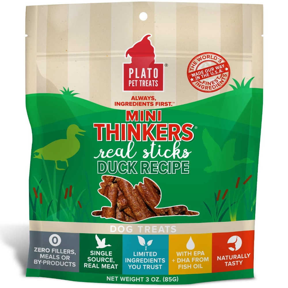 Plato Mini Thinkers Duck Sticks Dog Treats 3oz Kohepets