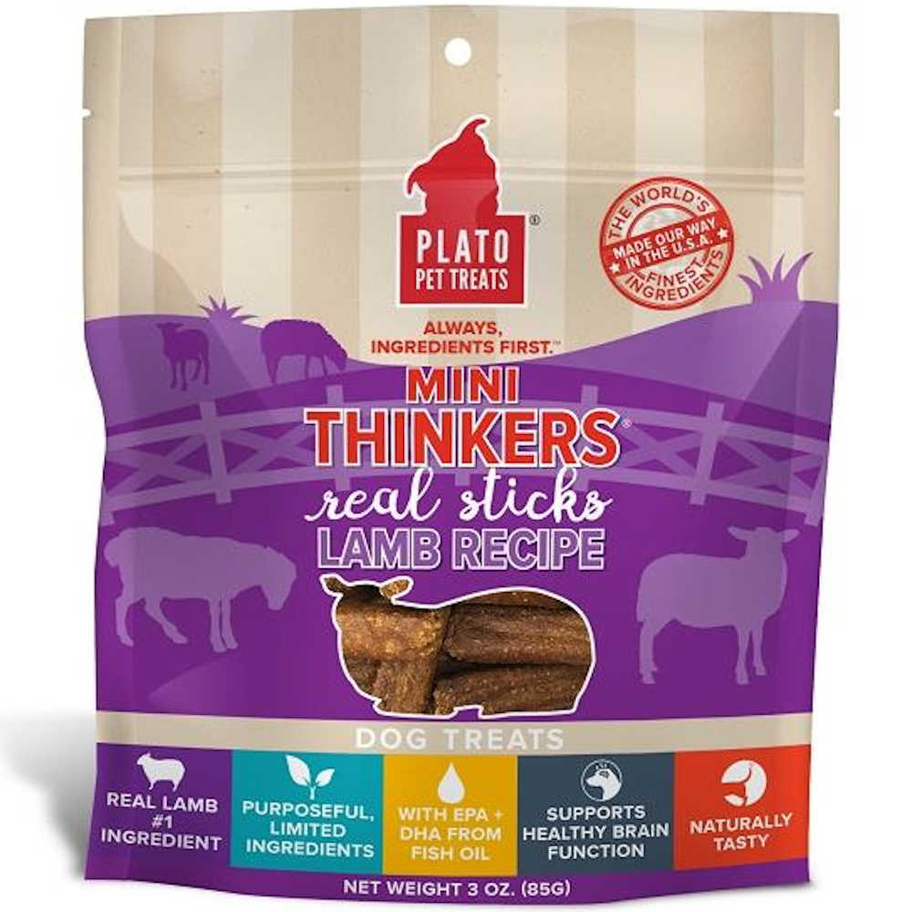 Plato Mini Thinkers Lamb Sticks Dog Treats 3oz - Kohepets