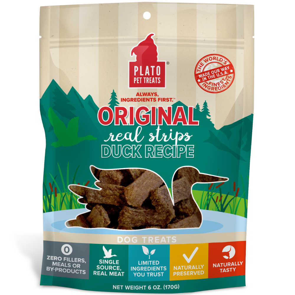 Plato Original Real Strips Duck Dog Treats 3oz - Kohepets
