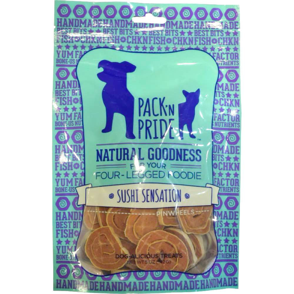BUY 2 GET 1 FREE: Pack 'N Pride Sushi Sensation Pinwheels Dog Treats 142g - Kohepets