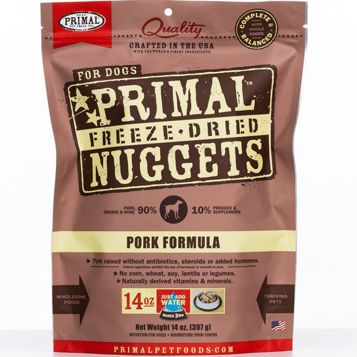 'FREE RIBS TREAT': Primal Pork Formula Grain-Free Freeze-Dried Dog Food 14oz - Kohepets