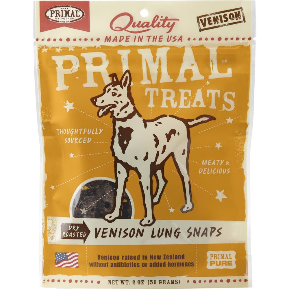 Primal Dry Roasted Venison Lung Snaps Dog Treat 2oz Kohepets