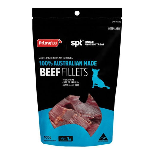 Prime100 Single Protein Treat Beef Fillets Dog Treats 100g - Kohepets