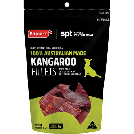 Prime100 Single Protein Treat Kangaroo Fillets Dog Treats 100g - Kohepets