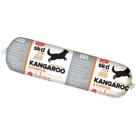 Prime100 Sk-D 200 Kangaroo & Pumpkin Grain Free Cooked Frozen Roll Dog Food 2kg - Kohepets