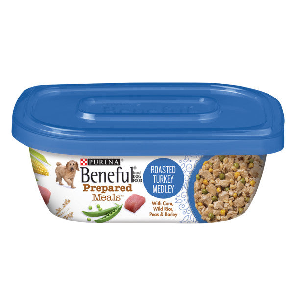 Purina Beneful Prepared Meals Roasted Turkey Medley Dog Food Tub 10oz - Kohepets