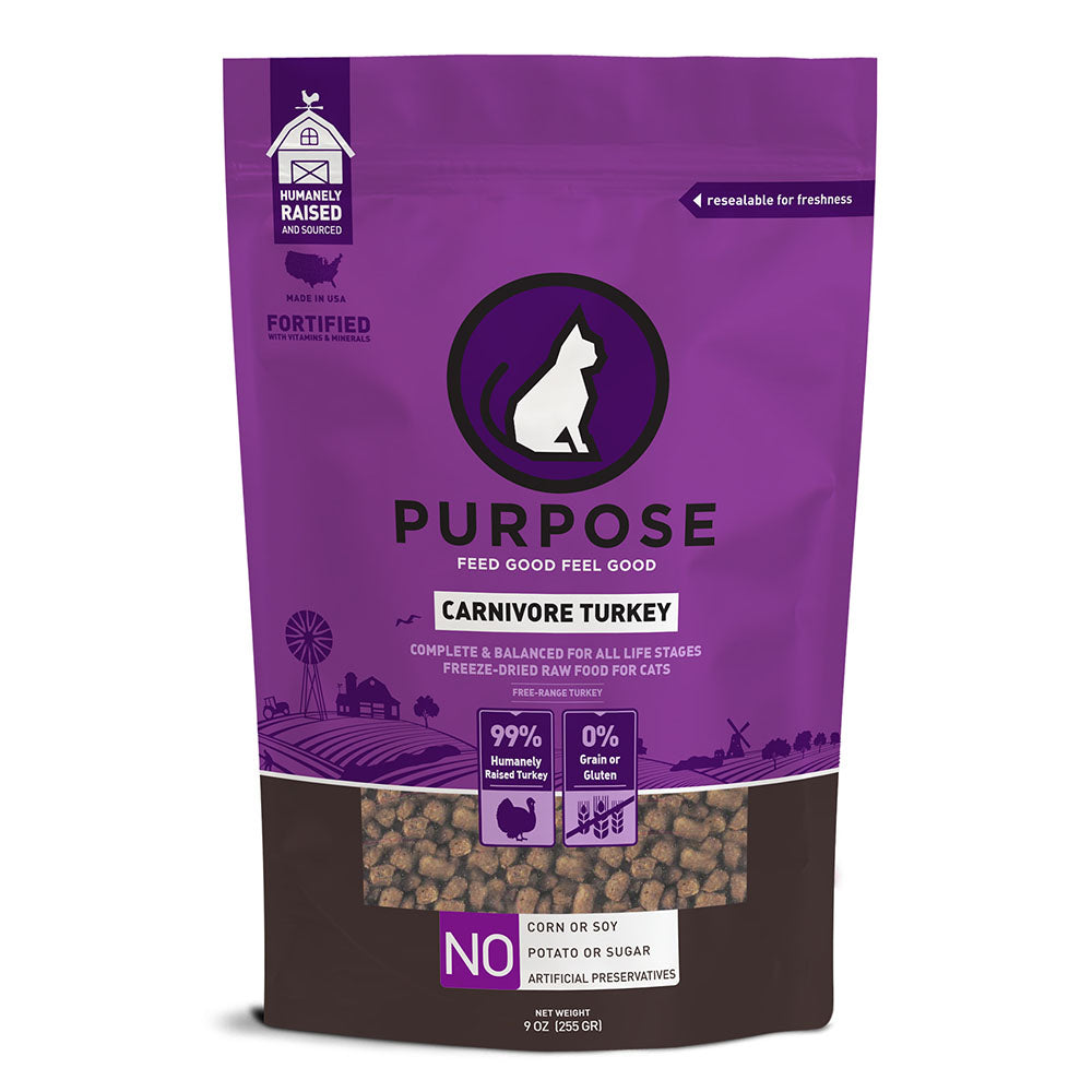 Purpose Carnivore Turkey Grain-Free Freeze-Dried Cat Food 9oz