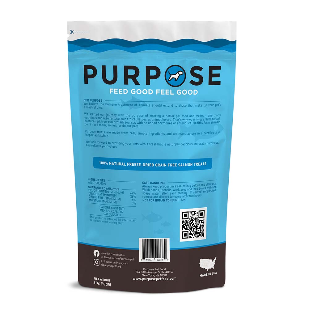 Purpose Salmon Bites Grain-Free Freeze-Dried Treats For Cats & Dogs 3oz
