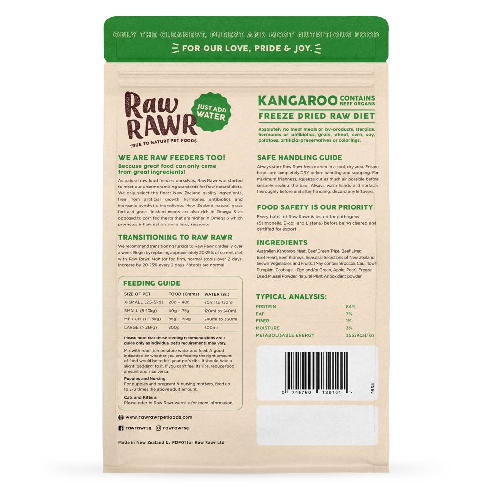 Raw Rawr Balanced Diet Kangaroo & Beef Freeze-Dried Raw Cat & Dog Food - Kohepets