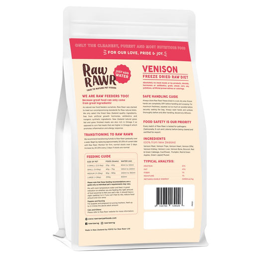 Raw Rawr Balanced Diet Venison Freeze-Dried Raw Cat & Dog Food - Kohepets