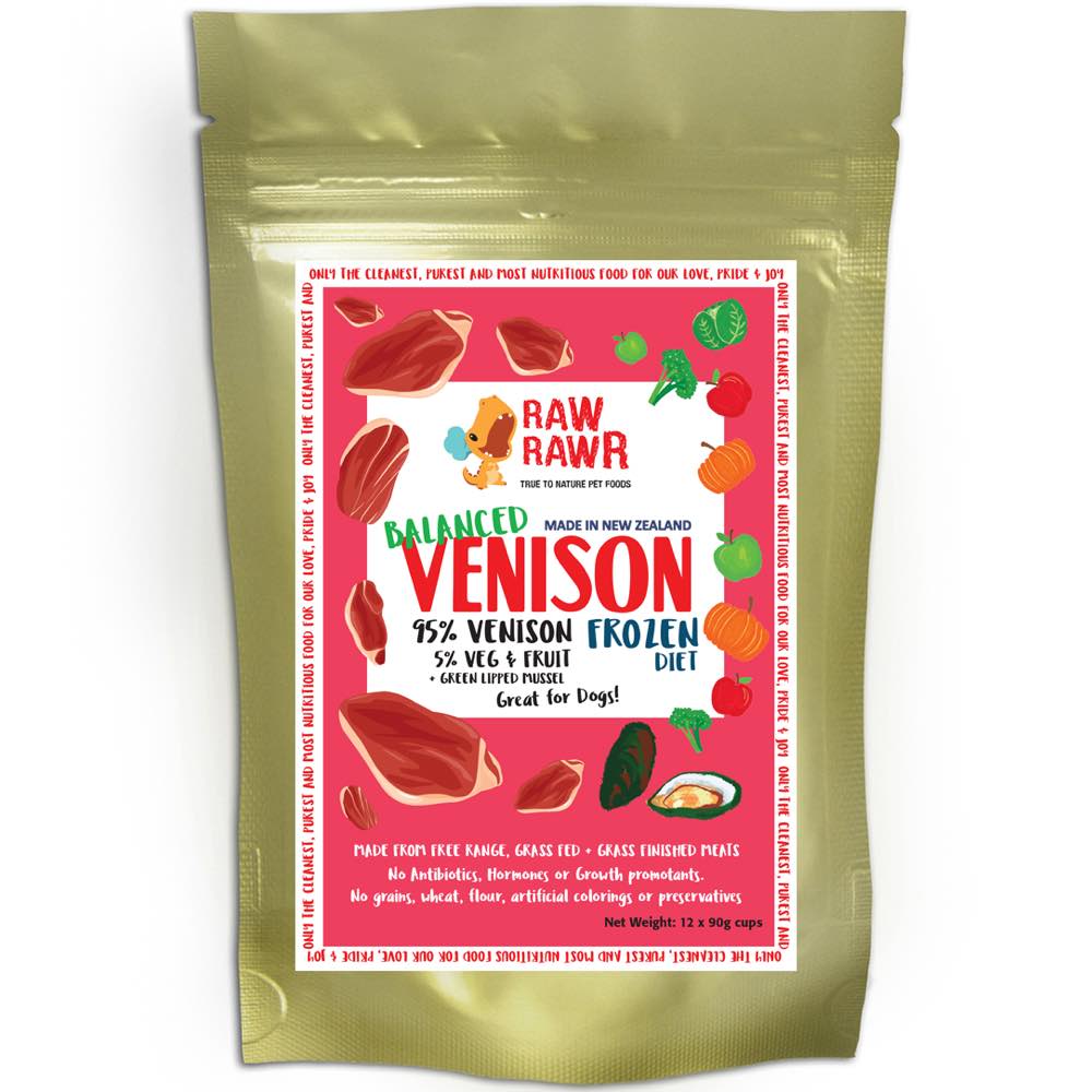 Raw Rawr Venison Frozen Balanced Diet Dog Food 1.1kg - Kohepets