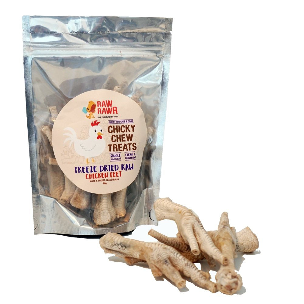 Raw Rawr Chicky Chew Chicken Feet Freeze Dried Cat & Dog Treats 80g - Kohepets