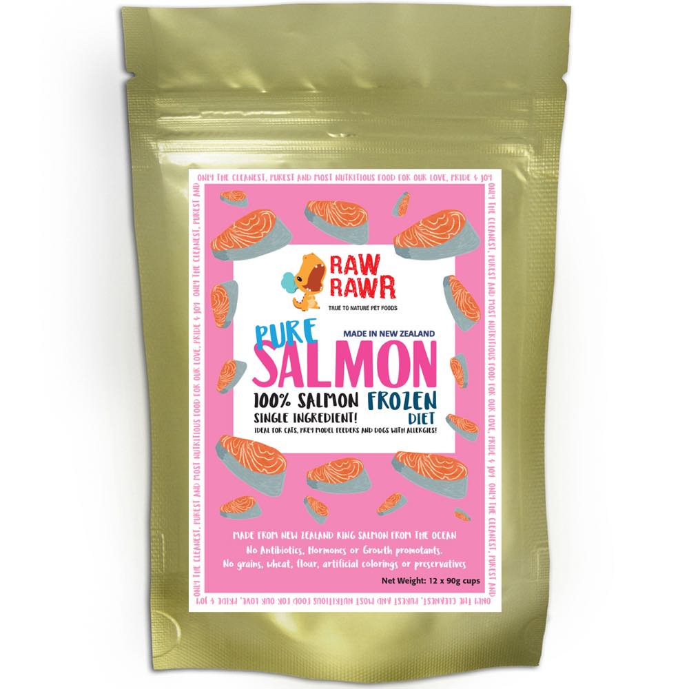 Raw Rawr PURE 100% Salmon Frozen Diet Cat & Dog Food 1.1kg - Kohepets