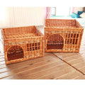 Sweety Rectangular Rattan Cat House Bed - Kohepets