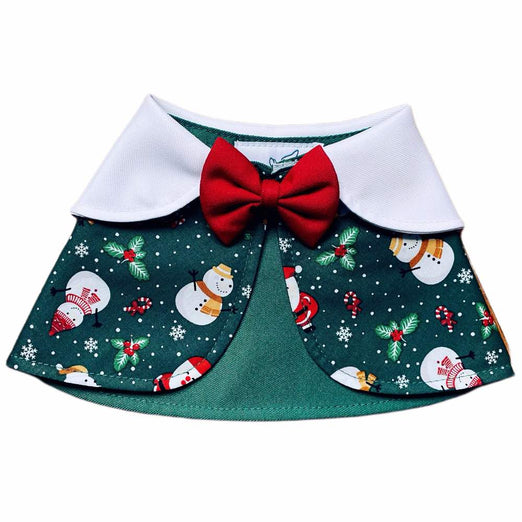 RuffCo Handcrafted Cape For Cats & Dogs (Green Snowman) Kohepets