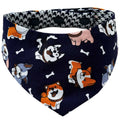 RuffCo Handcrafted Reversible Bandana For Cats & Dogs (Blue Puppies)
