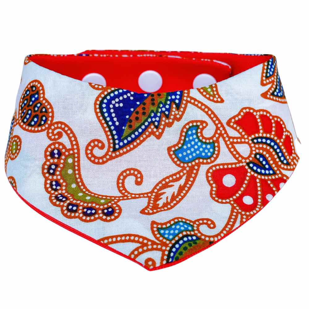 RuffCo Handcrafted Reversible Bandana For Cats & Dogs (White Batik)