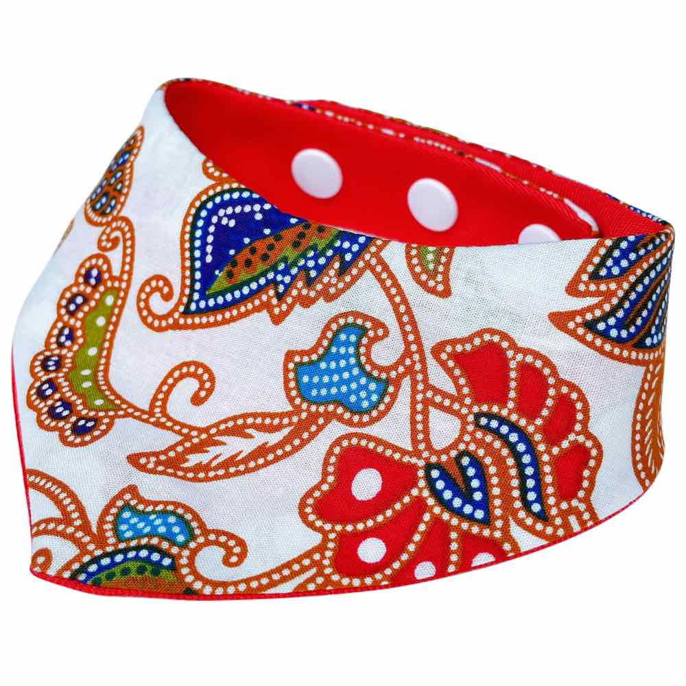 RuffCo Handcrafted Reversible Bandana For Cats & Dogs (White Batik)