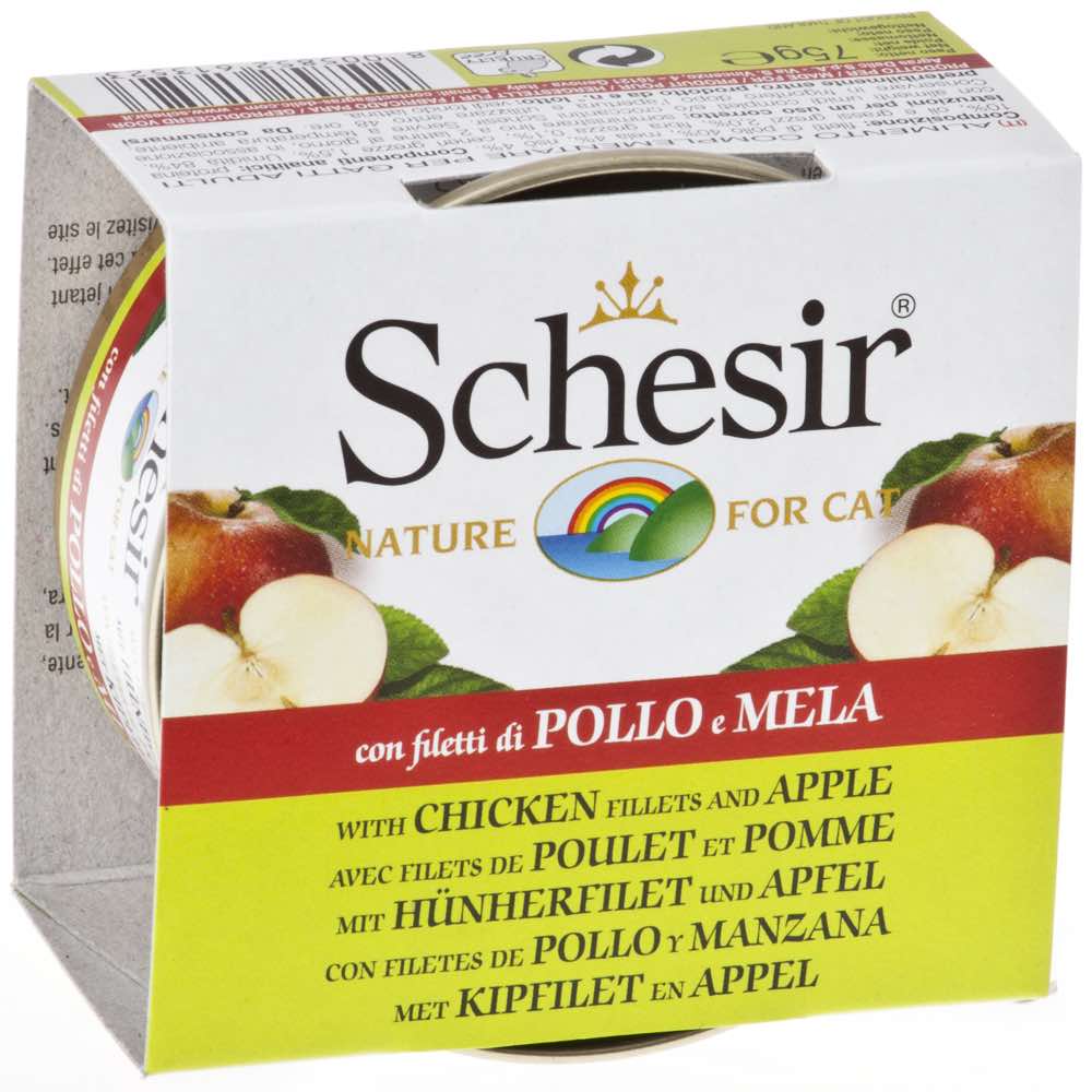 Schesir Chicken Fillets and Apple Fruit Dinner Canned Cat Food 75g - Kohepets