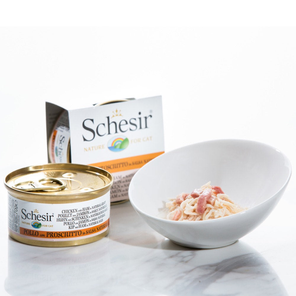 Schesir Chicken with Ham in Natural Gravy Canned Cat Food 70g - Kohepets