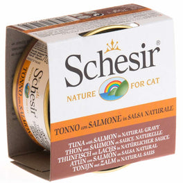 Schesir Tuna with Salmon in Natural Gravy Canned Cat Food 70g - Kohepets