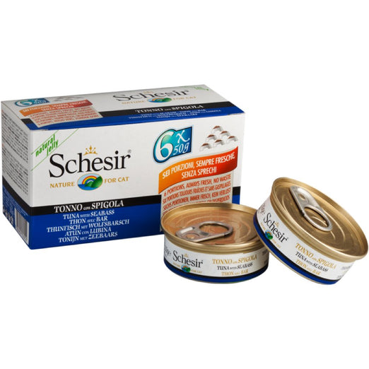 Schesir Tuna with Seabass in Natural Jelly Canned Cat Food 6 x 50g Multipack - Kohepets