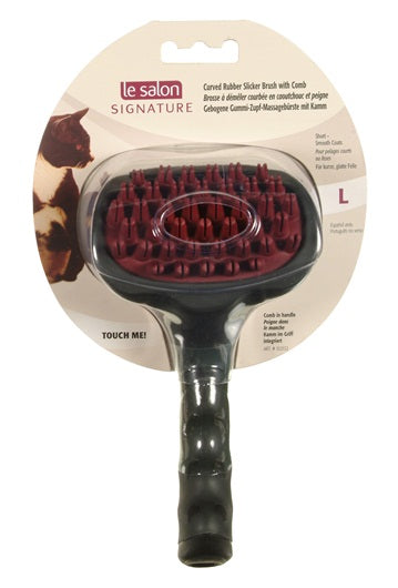 Le Salon Signature Cat Curved Rubber Slicker Brush - Large - Kohepets