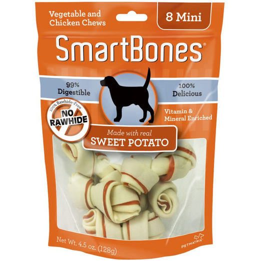 SmartBones Rawhide-Free Sweet Potato Mini Dog Chews 8 pc - Kohepets