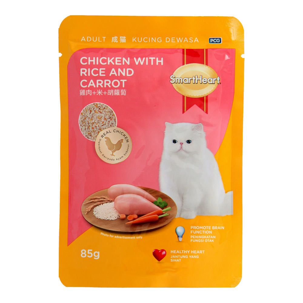 Smartheart Chicken with Rice & Carrot Pouch Cat Food 85g x 12 - Kohepets