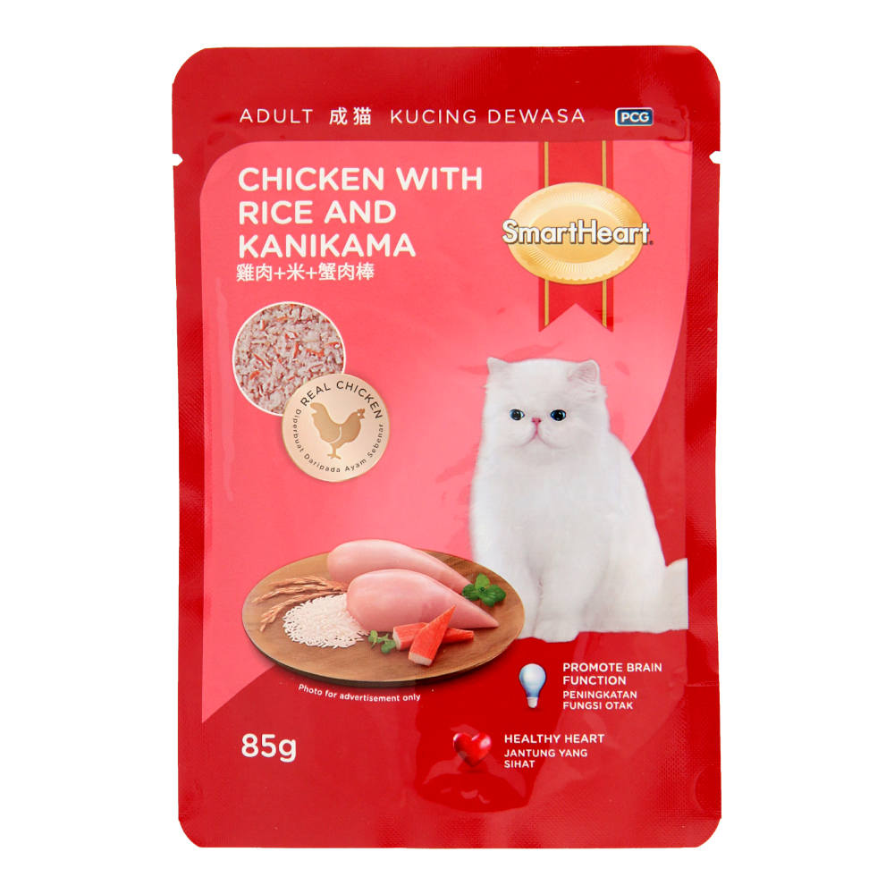 Smartheart Chicken with Rice & Kanikama Pouch Cat Food 85g x 12 - Kohepets