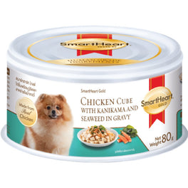 Smartheart Gold Chicken Cube With Kanikama & Seaweed In Gravy Canned Dog Food 80g - Kohepets