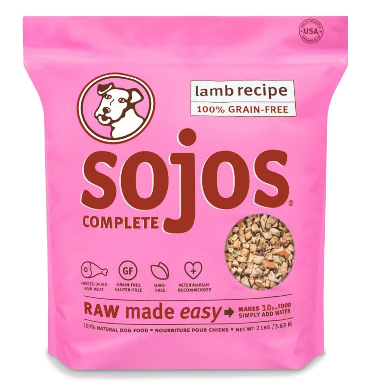 Sojos Complete Freeze-Dried Lamb Raw Dehydrated Dog Food 2lb - Kohepets