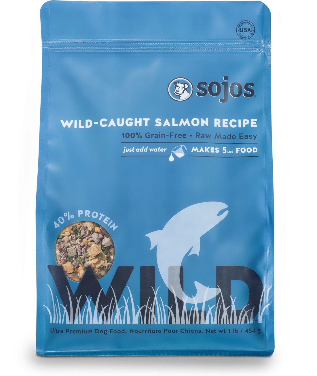Sojos Wild Wild-Caught Salmon Recipe Raw Dehydrated Dog Food 1lb - Kohepets