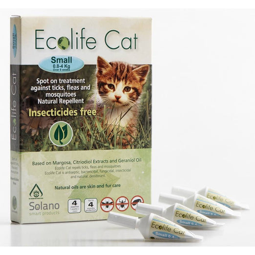 Solano Ecolife Spot-On Cat Flea Control Solution for Cats 0.8 - 4kg 4ct - Kohepets