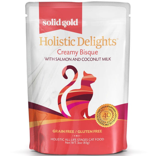 Solid Gold Holistic Delights Creamy Bisque With Salmon & Coconut Milk Pouch Cat Food 85g - Kohepets