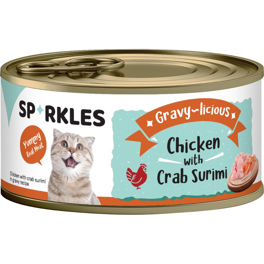 Sparkles Gravy-licious Chicken With Crab Surimi Canned Cat Food 80g x 24 - Kohepets
