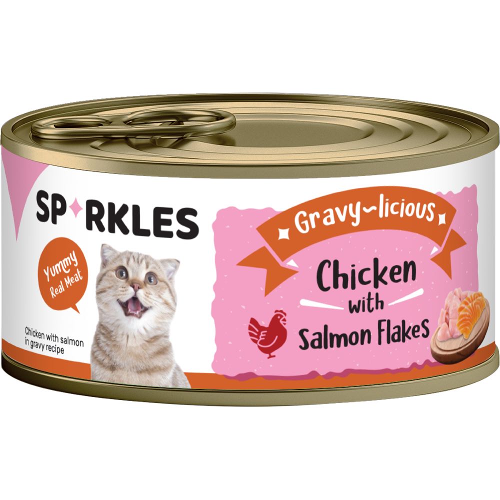 Sparkles Gravy-licious Chicken With Salmon Flakes Canned Cat Food 80g x 24