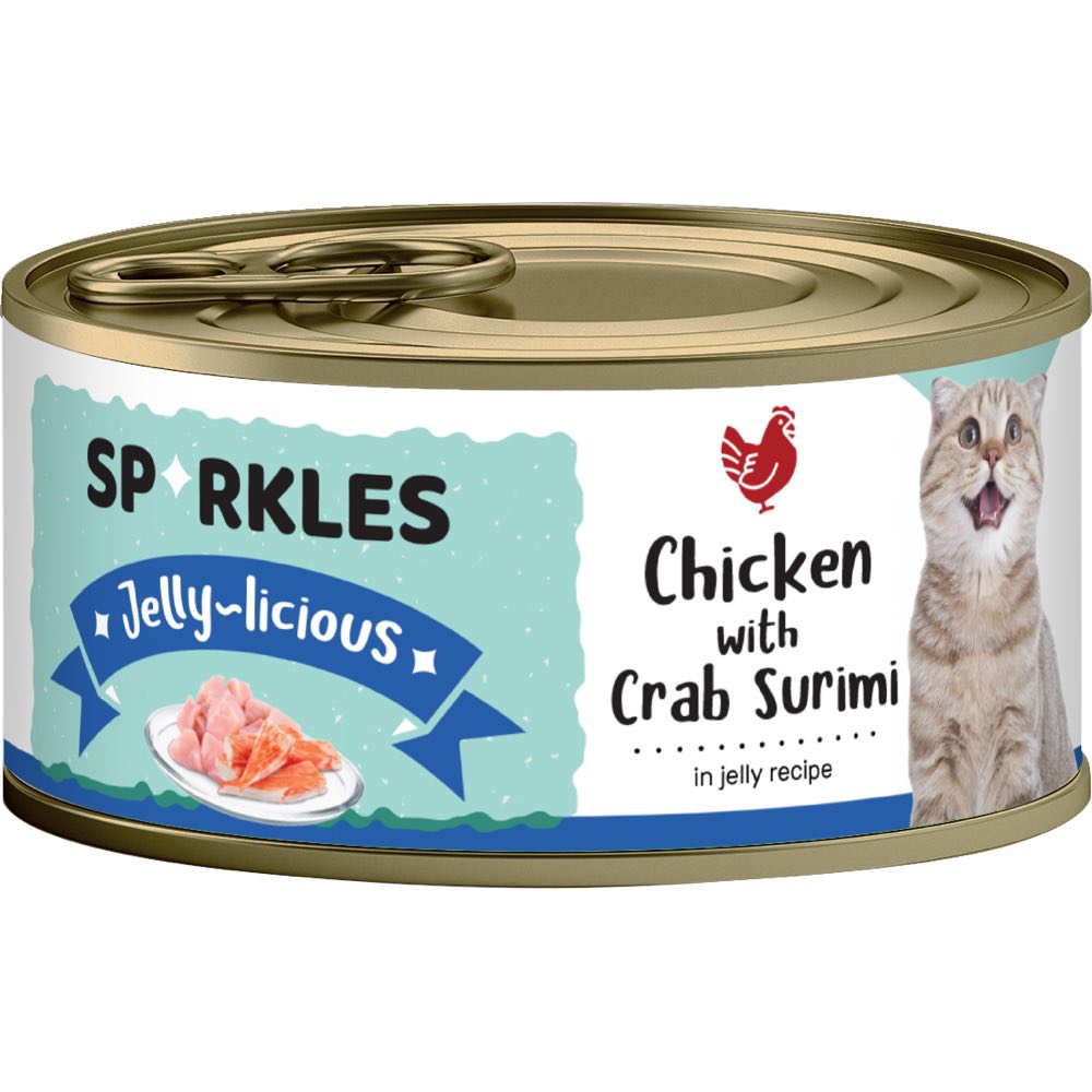 Sparkles Jelly-licious Chicken With Crab Surimi Canned Cat Food 80g x 24 - Kohepets