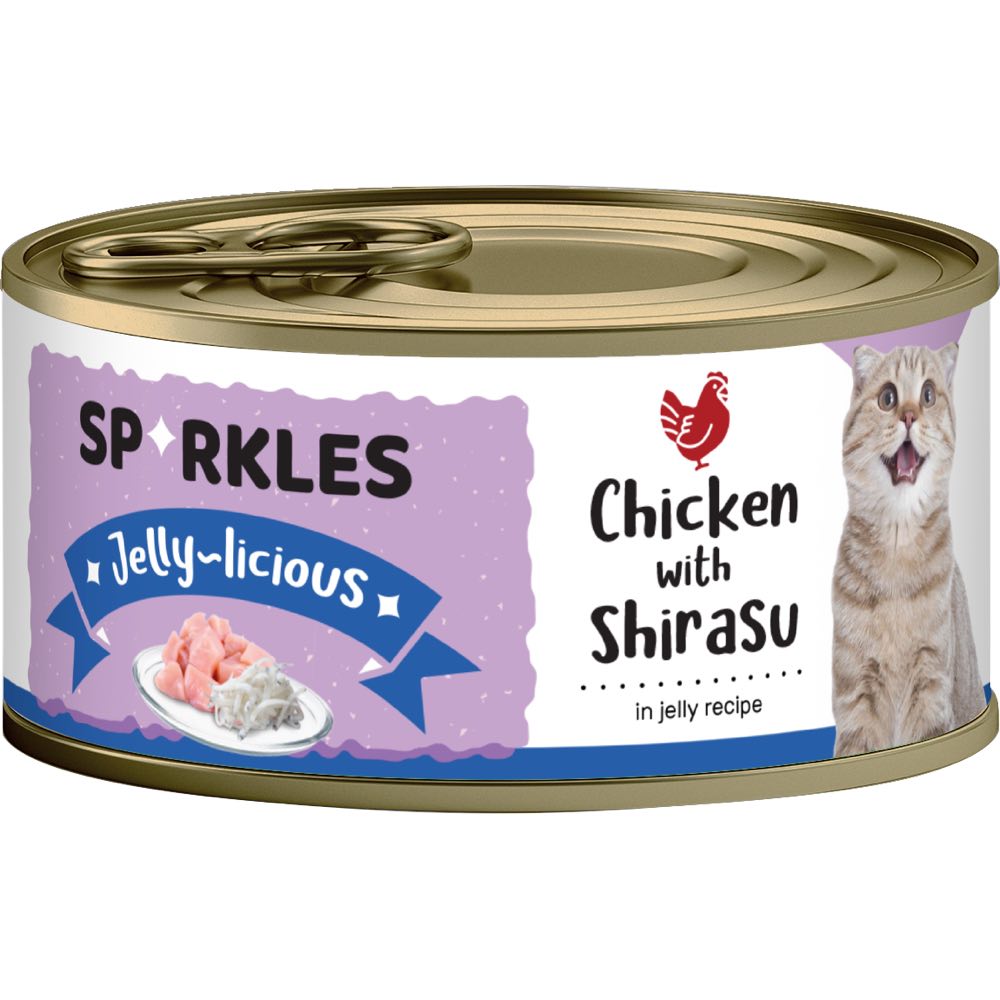 Sparkles Jelly-licious Chicken With Shirasu Canned Cat Food 80g x 24