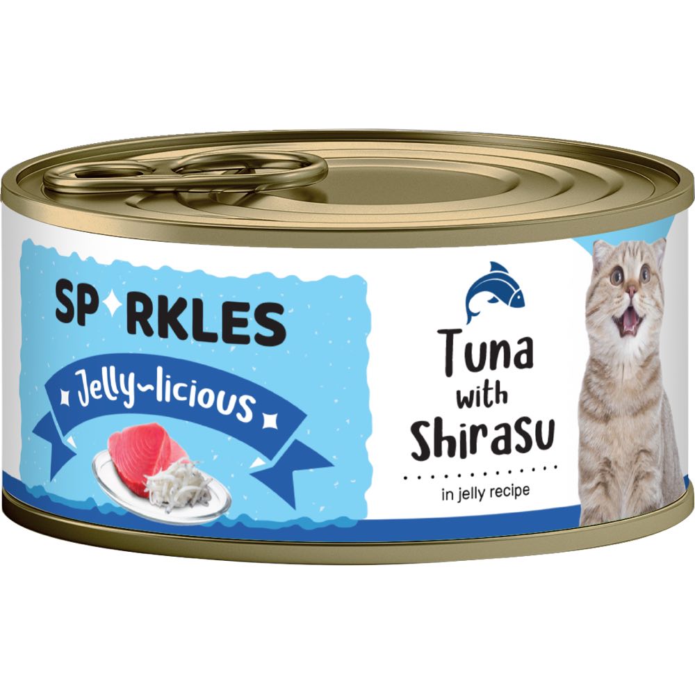Sparkles Jelly-licious Tuna With Shirasu Canned Cat Food 80g x 24