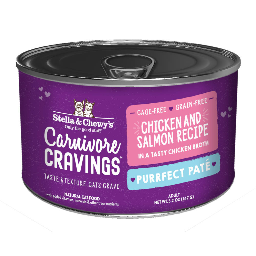 Stella & Chewy's Carnivore Cravings Purrfect Pate Chicken & Salmon in Broth Grain-Free Canned Cat Food 5.2oz