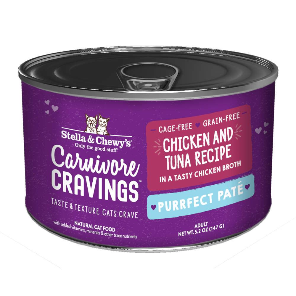 Stella & Chewy's Carnivore Cravings Purrfect Pate Chicken & Tuna in Broth Grain-Free Canned Cat Food 5.2oz