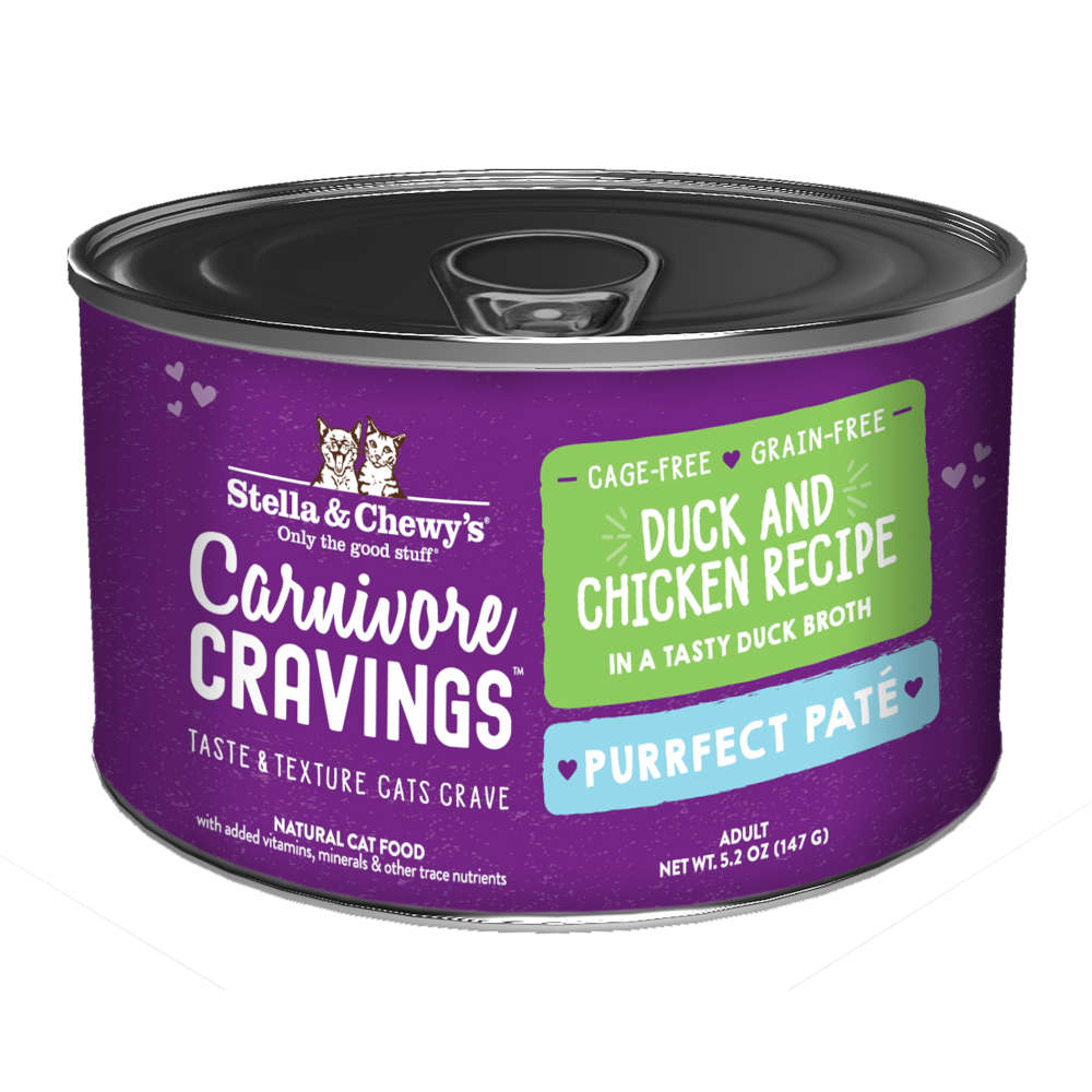 Stella & Chewy's Carnivore Cravings Purrfect Pate Duck & Chicken in Broth Grain-Free Canned Cat Food 5.2oz