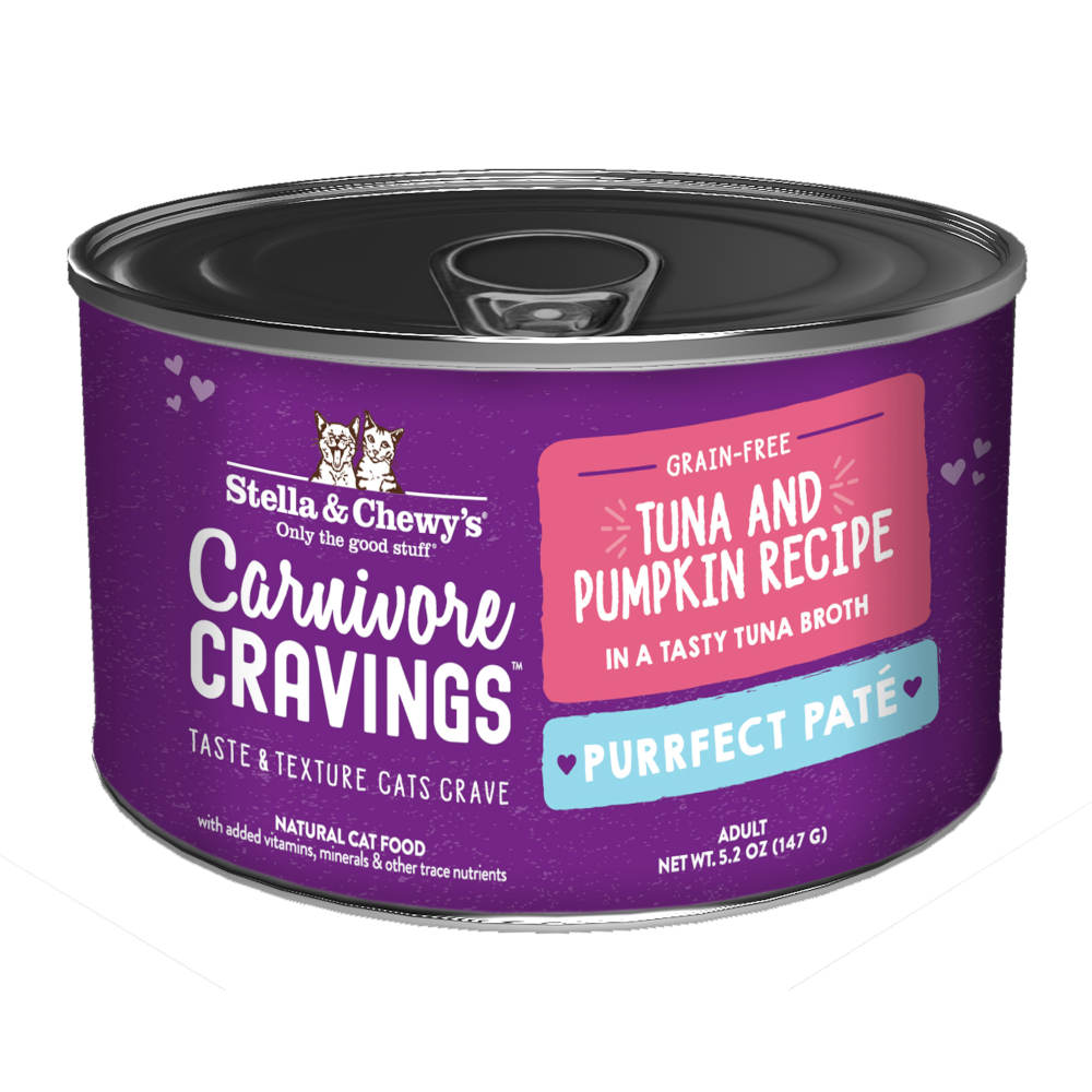 Stella & Chewy's Carnivore Cravings Purrfect Pate Tuna & Pumpkin in Broth Grain-Free Canned Cat Food 5.2oz