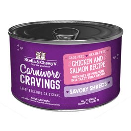 3 FOR $14.40: Stella & Chewy's Carnivore Cravings Savory Shreds Chicken & Salmon in Broth Grain-Free Canned Cat Food 5.2oz
