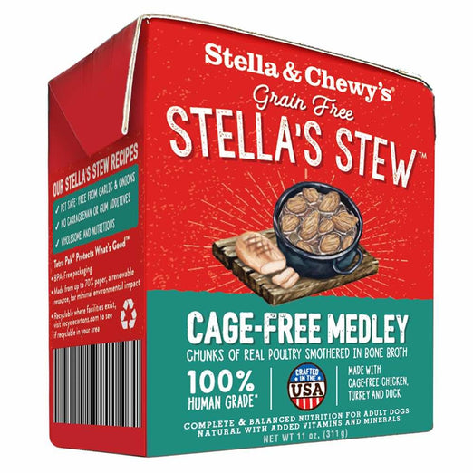 Stella & Chewy's Grain-Free Cage-Free Medley Chicken, Turkey & Duck Recipe Stew Dog Food 11oz - Kohepets
