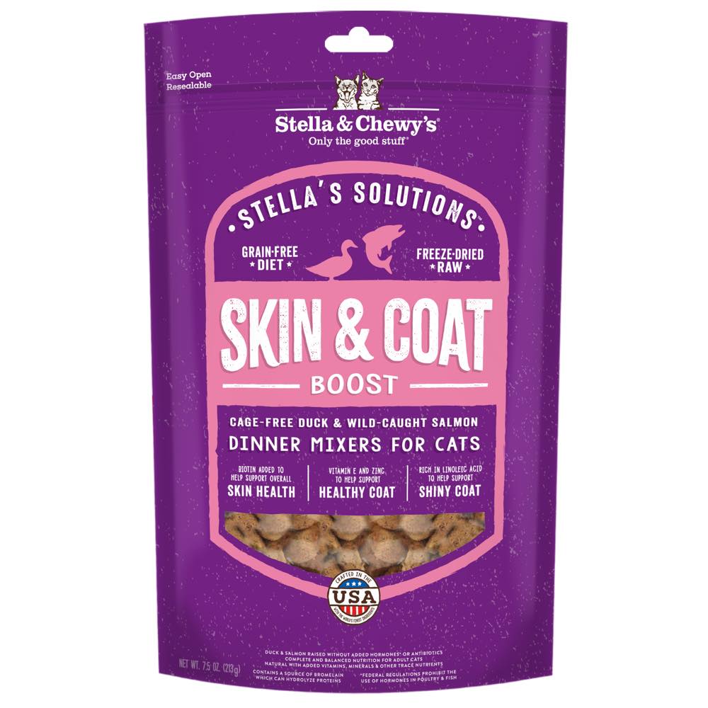 Stella & Chewy’s Stella Solutions Skin & Coat Boost Duck & Salmon Freeze-Dried Cat Food 7.5oz - Kohepets