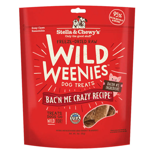 8 FOR $88: Stella & Chewy’s Wild Weenies Bac'n Me Crazy Recipe Grain Free Freeze Dried Dog Treats 3.oz - Kohepets