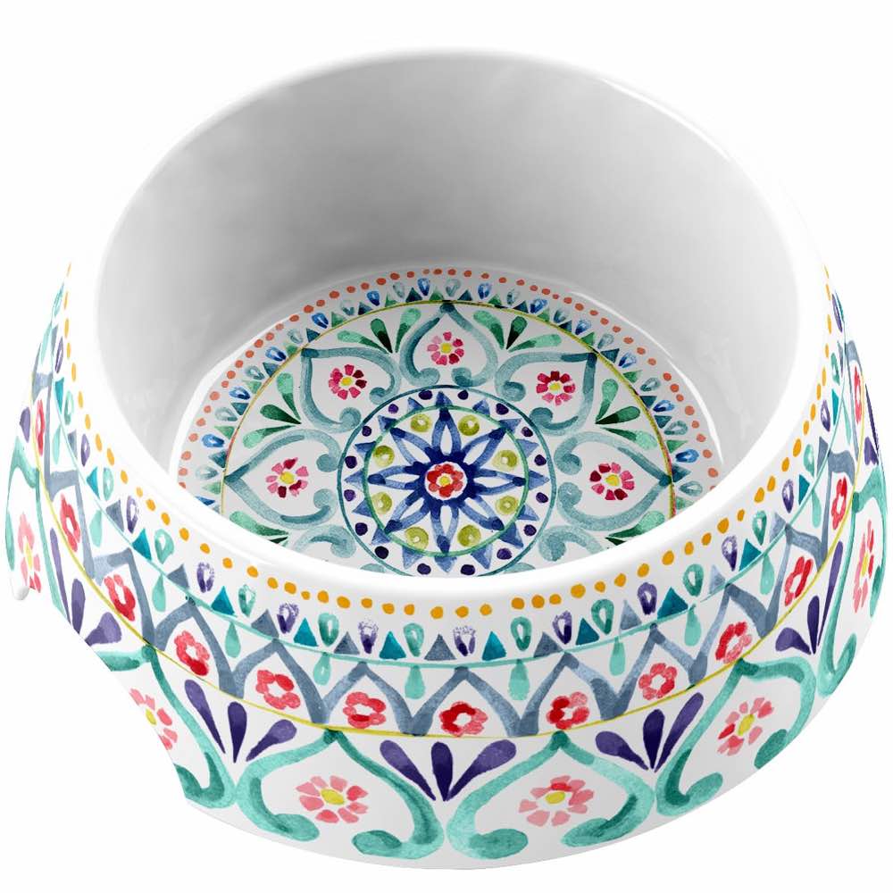 TarHong Boho Medallion Double Wall Dog Bowl