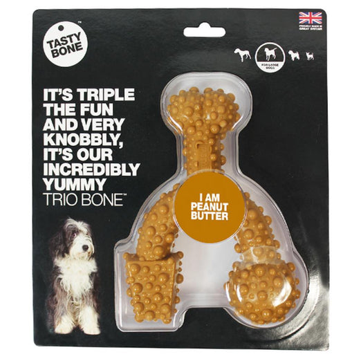 Tastybone Peanut Butter Flavoured Trio Nylon Bone Dog Toy - Kohepets